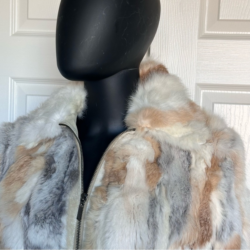 Genuine Rabbit Fur Sweater Jacket - Picture 3 of 7